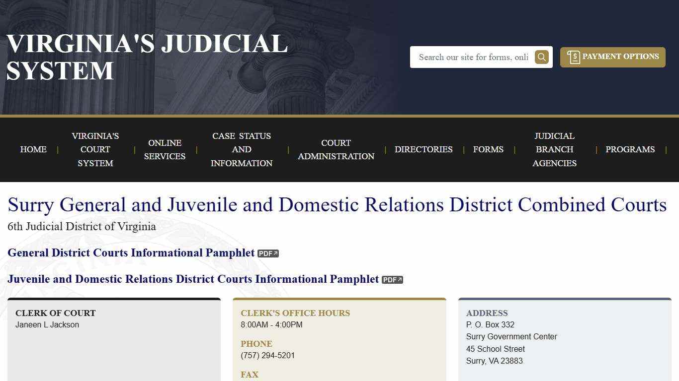 Surry General and Juvenile and Domestic Relations District Combined Courts | Virginia Court System